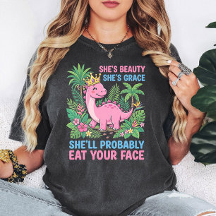 Roze Dinosaur Prinses Sarcasme Grappig Citaat T-shirt