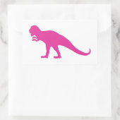 Roze Dinosaur Rechthoekige Sticker (Tas)