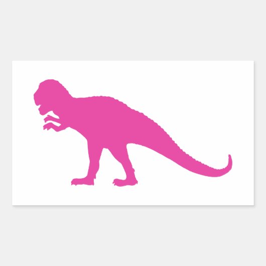Roze Dinosaur Rechthoekige Sticker (Voorkant)