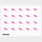 Roze Dinosaur Ronde Sticker (Vel)