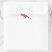 Roze Dinosaur Ronde Sticker (Tas)