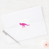 Roze Dinosaur Ronde Sticker (Envelop)