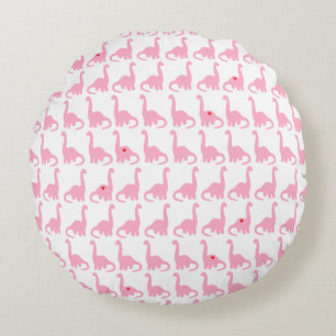 Roze Dinosaur Round Pillow Rond Kussen