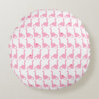 Roze Dinosaur Round Pillow Rond Kussen
