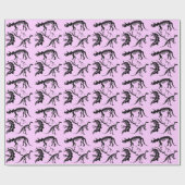 Roze Dinosaur Skeleton botten! leuke dino Birthday Cadeaupapier (Vlak)