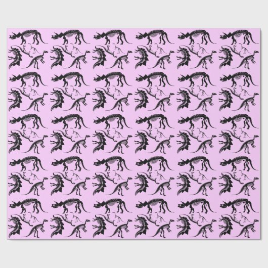 Roze Dinosaur Skeleton botten! leuke dino Birthday Cadeaupapier (Vlak)