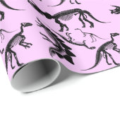 Roze Dinosaur Skeleton botten! leuke dino Birthday Cadeaupapier (Rol Hoek)