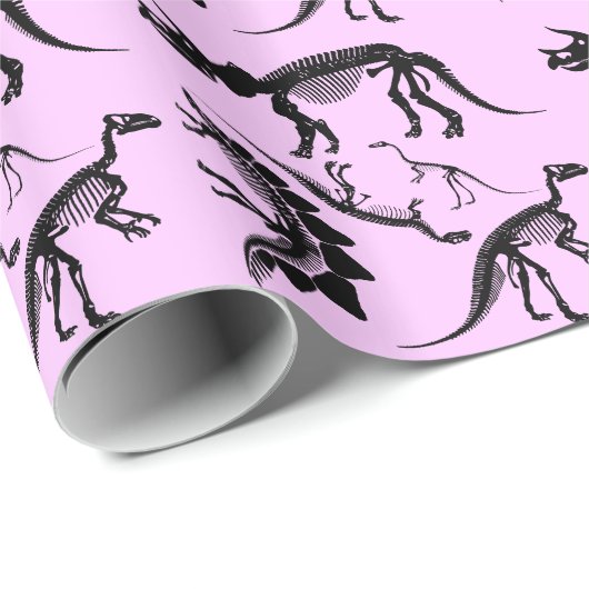 Roze Dinosaur Skeleton botten! leuke dino Birthday Cadeaupapier (Rol Hoek)