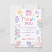 Roze Dinosaur T-Rex Verjaardag Bedankkaart (Voorkant)