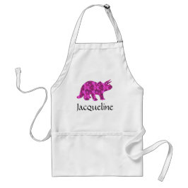 Roze Dinosaur Triceratops Apron Gepersonaliseerd Standaard Schort