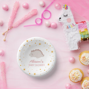 Roze Dinosaur Twinkle Star Baby shower Girl Party Papieren Kommen