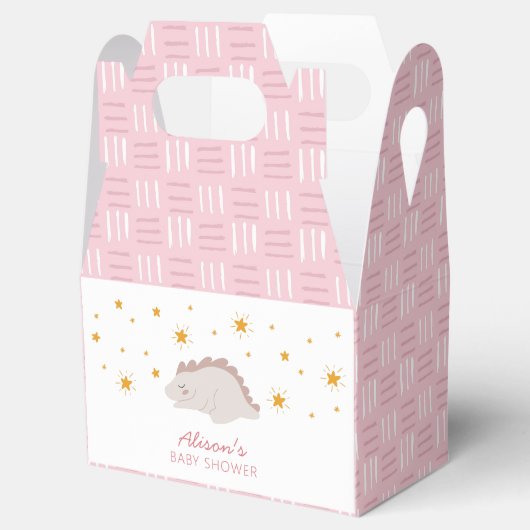 Roze Dinosaur Twinkle Stars Baby Girl Shower Bedankdoosjes (Geopend)