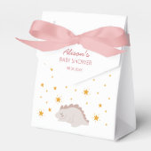 Roze Dinosaur Twinkle Stars Baby Girl Shower Bedankdoosjes (Voorkant Zijde)