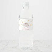 Roze Dinosaur Twinkle Stars Baby Girl Shower Waterfles Etiket (Voorkant)