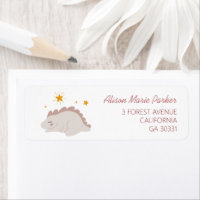 Roze Dinosaur Twinkle Stars Baby Return Address