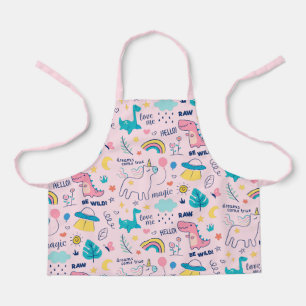 Roze Dinosaur Unicorn Rainbow Girls Schort