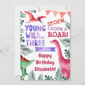 Roze Dinosaur Young Wild en Drie derde verjaardag (Voorkant)