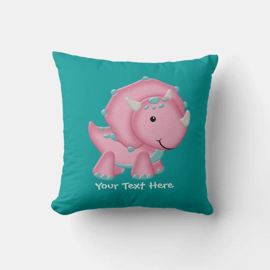 Roze dinosaurus (aanpasbaar) kussen (Voorkant)