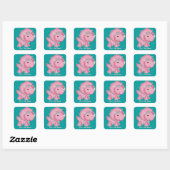 Roze Dinosaurus (aanpasbaar) Vierkante Sticker (Vel)