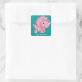 Roze Dinosaurus (aanpasbaar) Vierkante Sticker (Tas)