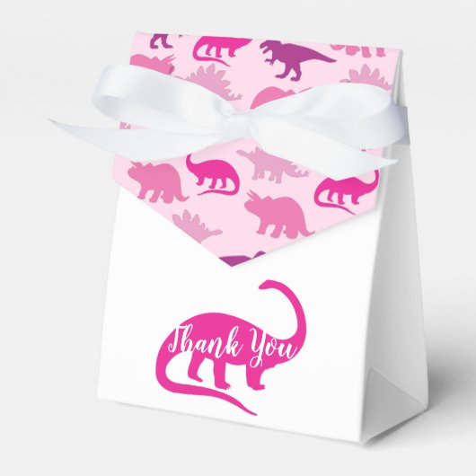 Roze dinosaurus Baby shower Bedankdoosjes (Voorkant Zijde)