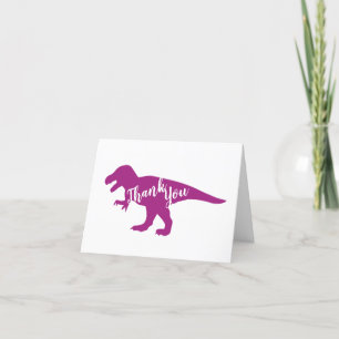 Roze dinosaurus Baby shower Bedankkaart