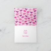 Roze dinosaurus Baby shower Bedankkaart (Binnen)