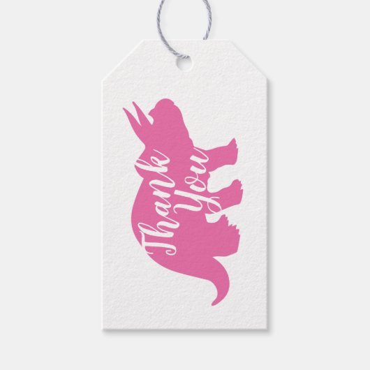 Roze dinosaurus Baby shower Cadeaulabel (Voorkant)