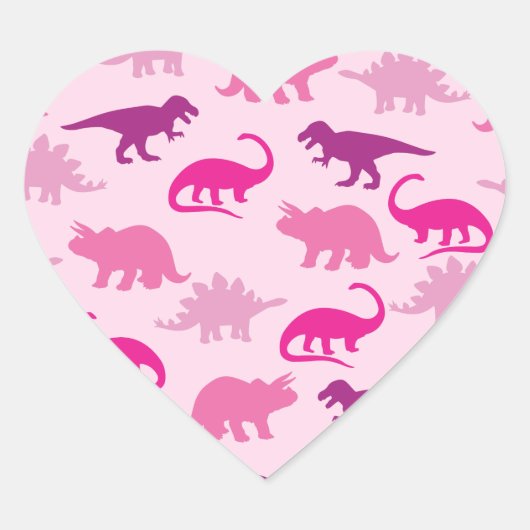 Roze dinosaurus Baby shower Hart Sticker (Voorkant)