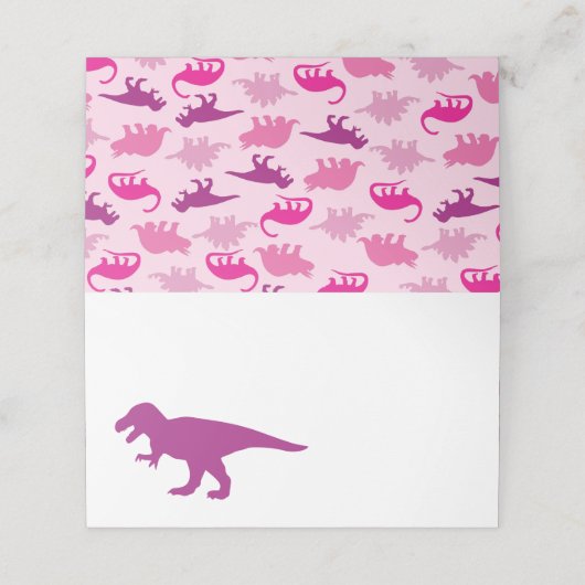 Roze dinosaurus Baby shower Plaatskaartje (Buitenkant ongevouwen)