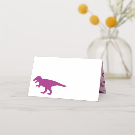 Roze dinosaurus Baby shower Plaatskaartje (Voorkant)