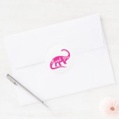 Roze dinosaurus Baby shower Ronde Sticker (Envelop)