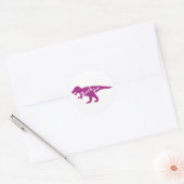 Roze dinosaurus Baby shower Ronde Sticker (Envelop)