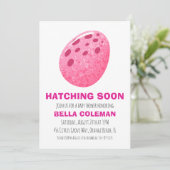 Roze Dinosaurus Baby Shower Uitnodigingen (Staand voorkant)