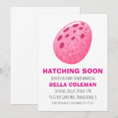 Roze Dinosaurus Baby Shower Uitnodigingen (Voorkant / Achterkant)