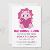 Roze Dinosaurus Baby Shower Uitnodigingen (Voorkant)