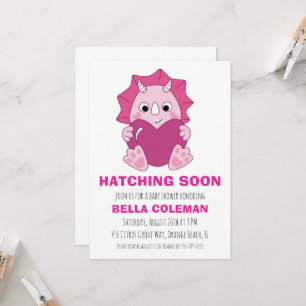 Roze Dinosaurus Baby Shower Uitnodigingen