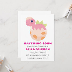 Roze Dinosaurus Baby Shower Uitnodigingen