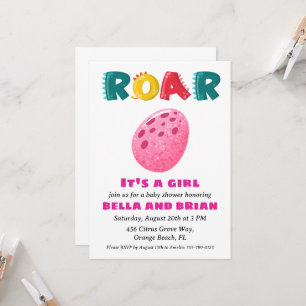 Roze Dinosaurus Baby Shower Uitnodigingen