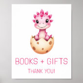 Roze Dinosaurus Boeken en Geschenken Baby shower T Poster (Voorkant)