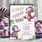 Roze Dinosaurus Dans Stomp Chomp Roar Meisje Verja Kaart