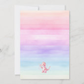 Roze Dinosaurus Dino Meisje Verjaardagsfeestuitnod Kaart (Achterkant)