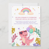 Roze dinosaurus drie Rex meisje verjaardagsfeest Kaart (Achterkant)