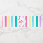 Roze Dinosaurus en pastelstrepen Waterfles Etiket (Enkel label)