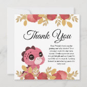 Roze Dinosaurus en Roos Baby shower Dank u Kaart (Voorkant)