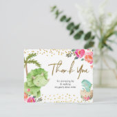 Roze dinosaurus Hartelijk dank Bedankkaart (Staand voorkant)