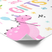 Roze dinosaurus Kaarten en cadeaus verjaardagsfees Poster (Hoek)