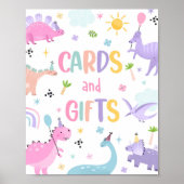 Roze dinosaurus Kaarten en cadeaus verjaardagsfees Poster (Voorkant)