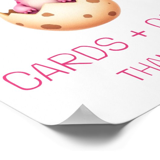 Roze Dinosaurus Kaarten en Geschenken Baby shower  Poster (Hoek)