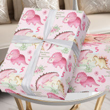 Roze Dinosaurus Meisje Verjaardag Custom Naam Numm